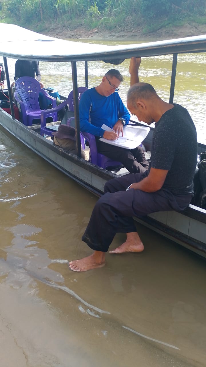 Registro de informações durante a viagem de rio